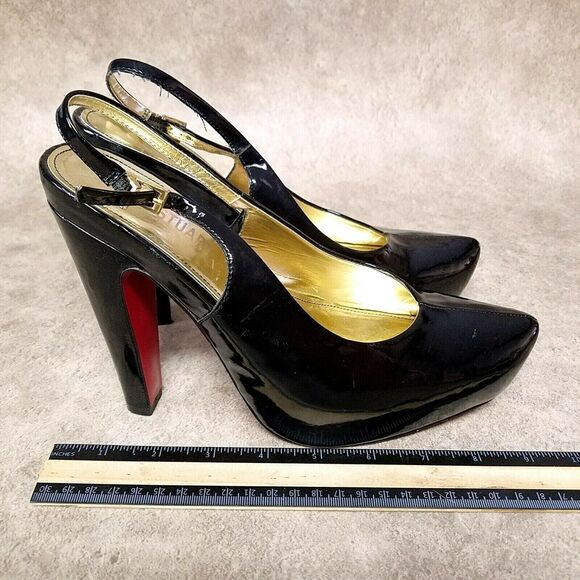 Colin Stuart Womens 714133 Size 8 Black Slip On Slingback 5" Heel Platform Pumps - Picture 4 of 10